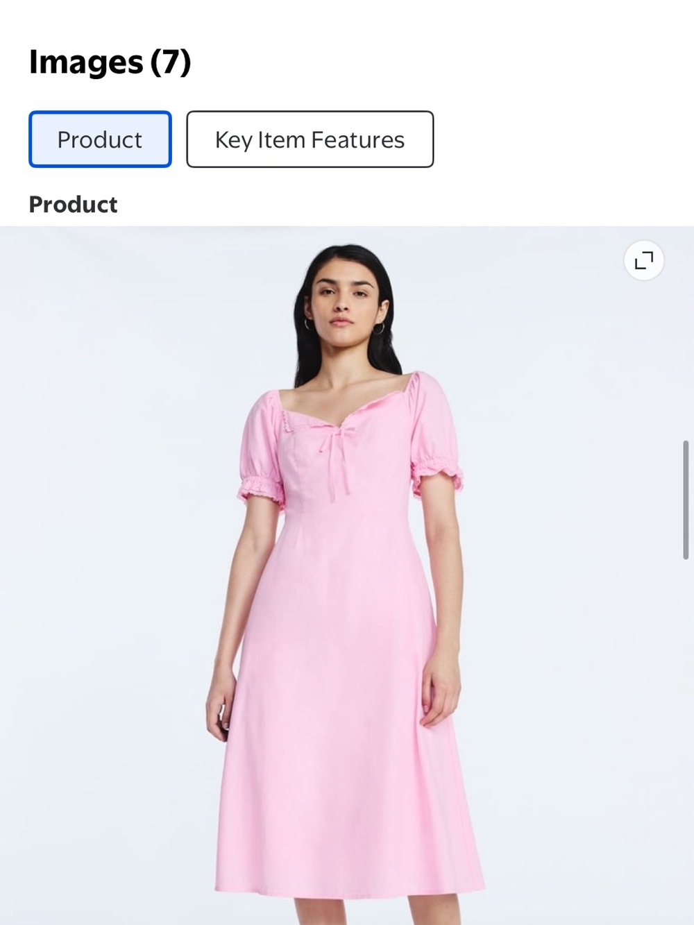 Puff-Sleeve Midi Dress in Pink